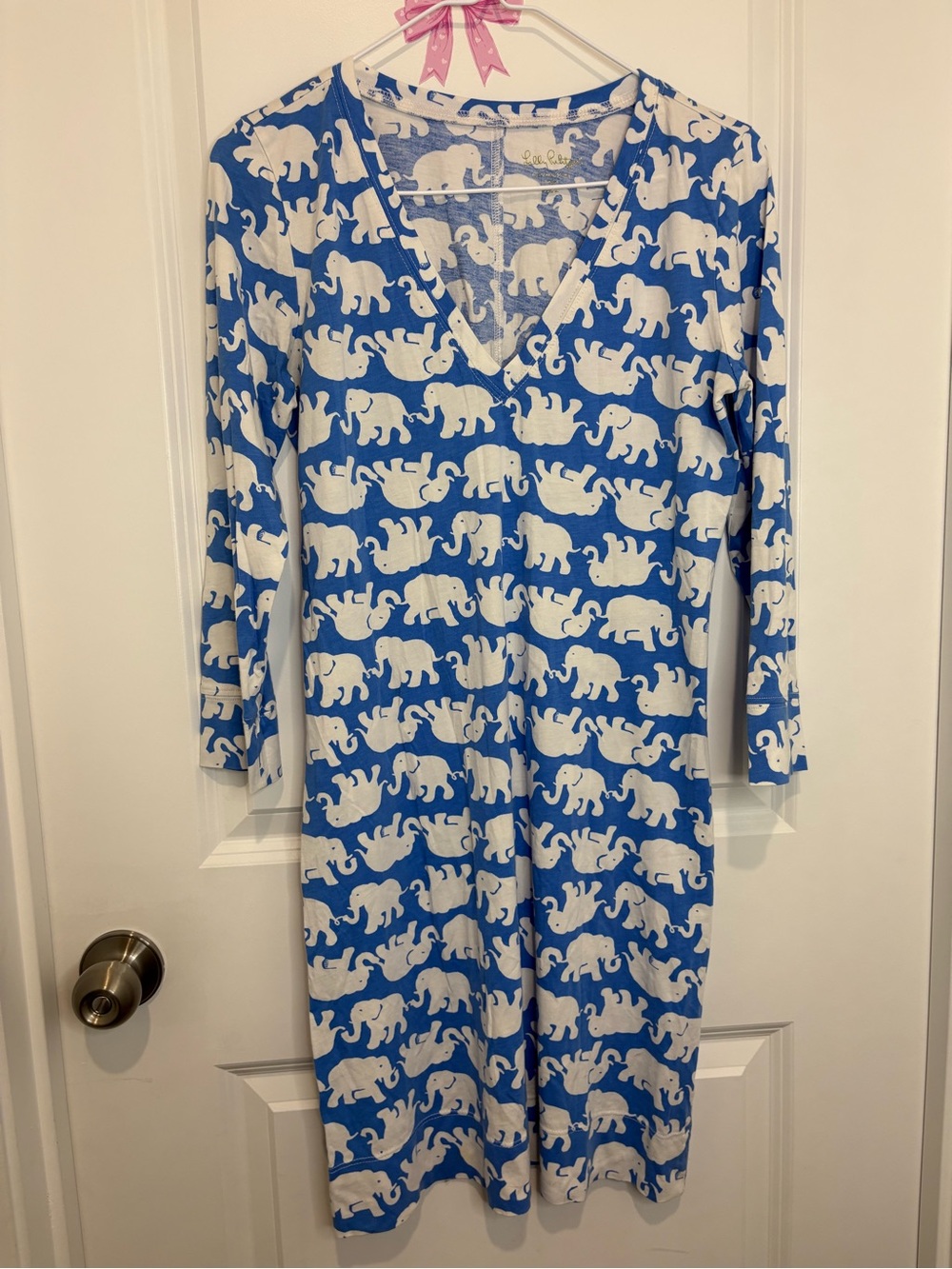 Lilly Pulitzer Blue and White Elephant Print Top